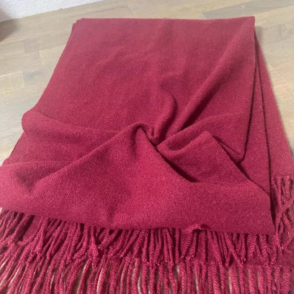 Burgundy Fringed Scarf
